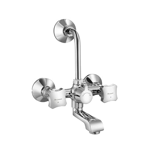 Parryware Jade Brass Wall Mixer 2 in 1 for Bathroom with L-Bend Provision for Overhead Shower Provision for Overhead Shower | 10 Years Warranty | Chrome Finish | G022EA1 (Silver)
