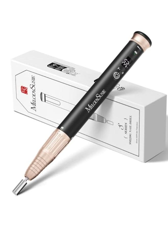 MelodySusie PenShaped Stepless Speed Adjustment Cordless Nail Drill SM220G 30000RPM Portable Rechargeable EFile with Rotary Lock for All Manicure Shaping Acrylic Gel Removal for Pros at Home