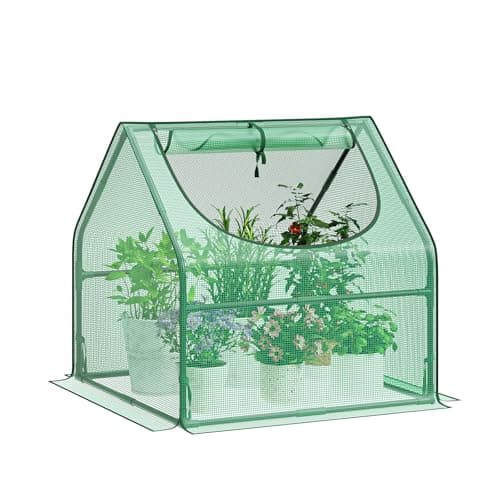 Greatbuddy Portable 3×3×3FT Mini Greenhouse, High-Density PE Plant Cover with Roll-up Zipper Window, Perfect for Indoor Outdoor Plant Growing