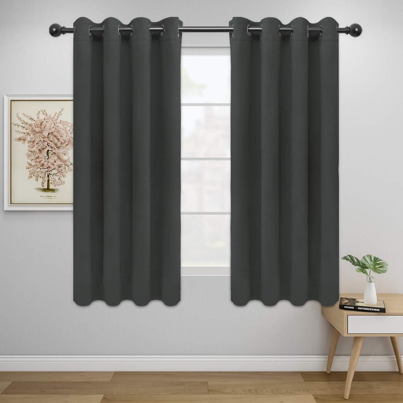 EasyGoing Blackout Curtains for Bedroom Solid Thermal Insulated Grommet and Noise Reduction Window Drapes Room Darkening Curtains for Living Room 2 Panels 52x46 inDark Gray
