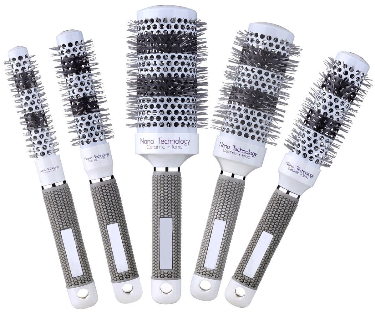 PERFEHAIR Round Thermal Ceramic Brush Set for Blow Drying Curling Large Heated Nano Ionic Round Barrel Hair Brush5 Different Sizes