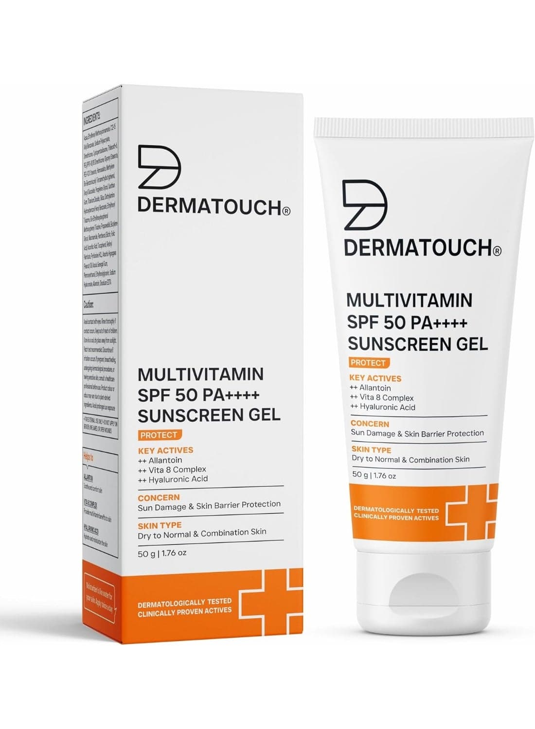 DERMATOUCH Multivitamin Spf 50 Pa+++ Sunscreen Gel For All Skin Types | Uva-Uvb Protection |Zero White Cast | Unisex | 50G