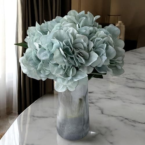 Art Street Artificial Silk Blue Hydrangea Flower Stick for Vases, Faux Flowers, Real Looking Flowers for Home Decor Items for Living Room