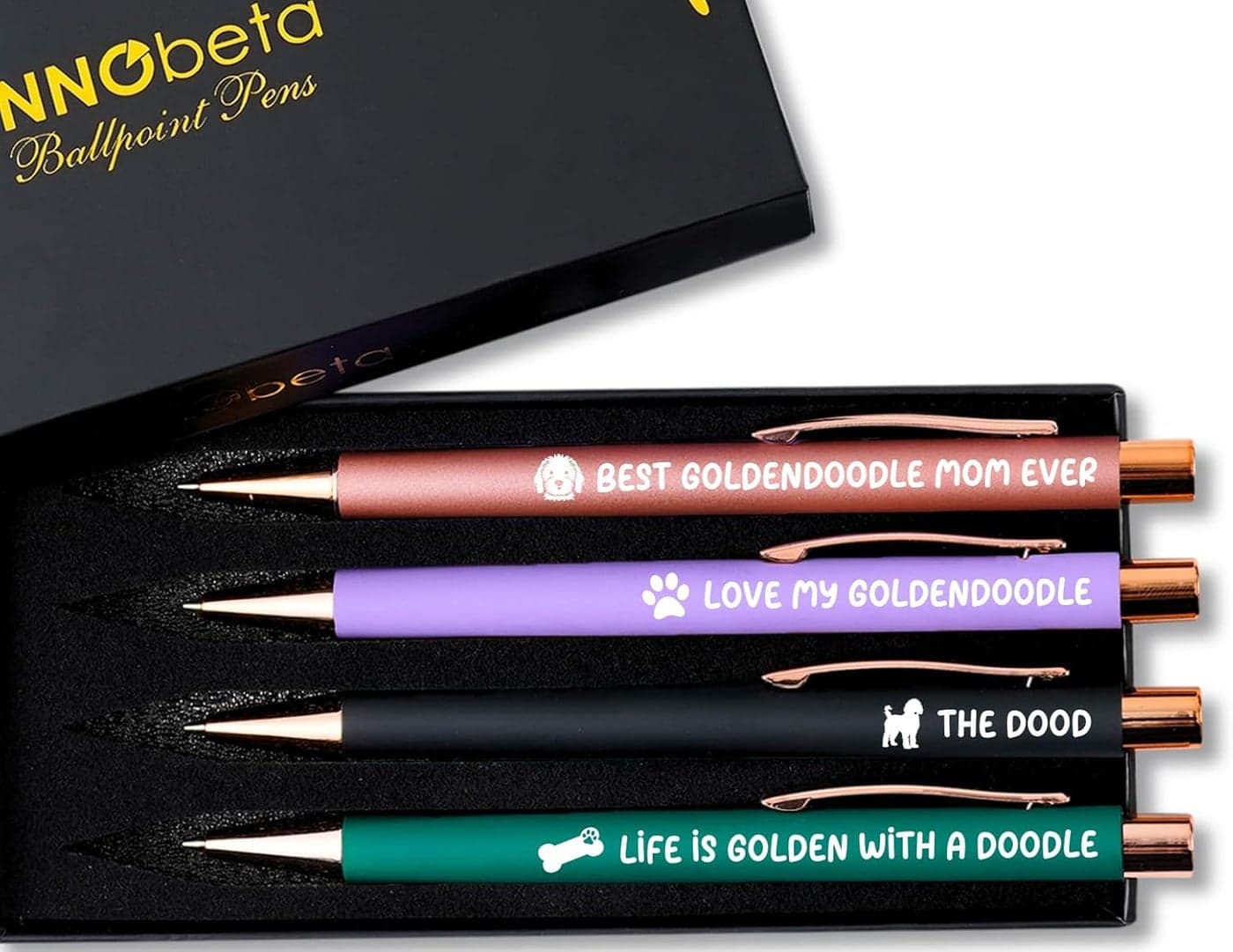 InnoBeta Golden Doodle Gifts Women Ballpoint Pen Set of 4 Goldendoodle Gifts for Mothers Day Christmas Birthday Goldendoodle Mom