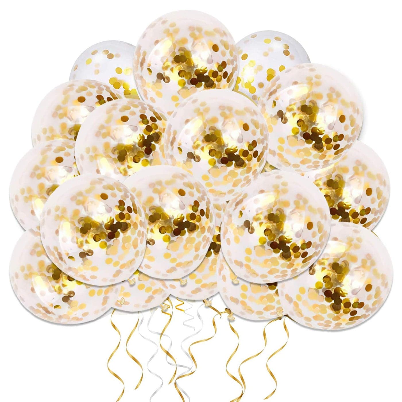 50pcs Gold Confetti Latex Balloons 12 inch Gold Balloons with Golden Paper Dots for Graduation Wedding Birthday Baby Shower Party Decorations