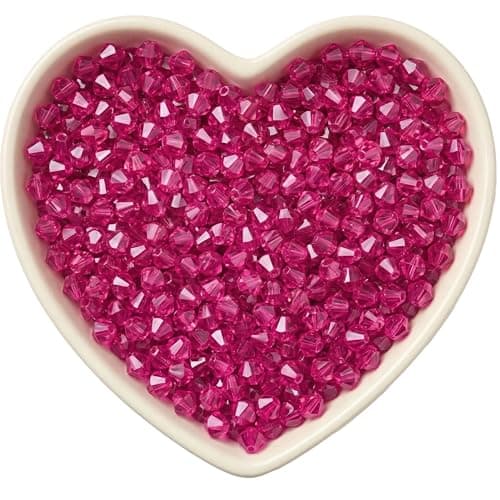 INDIKONB Bicone Acrylic Plastic Crystal-Like Beads | Small 4mm Beads for Bracelet & Necklace Making | 2400 Pcs | Pack of 70g | Colorful Bead for DIY Jewelry & Craft Projects (Magenta)