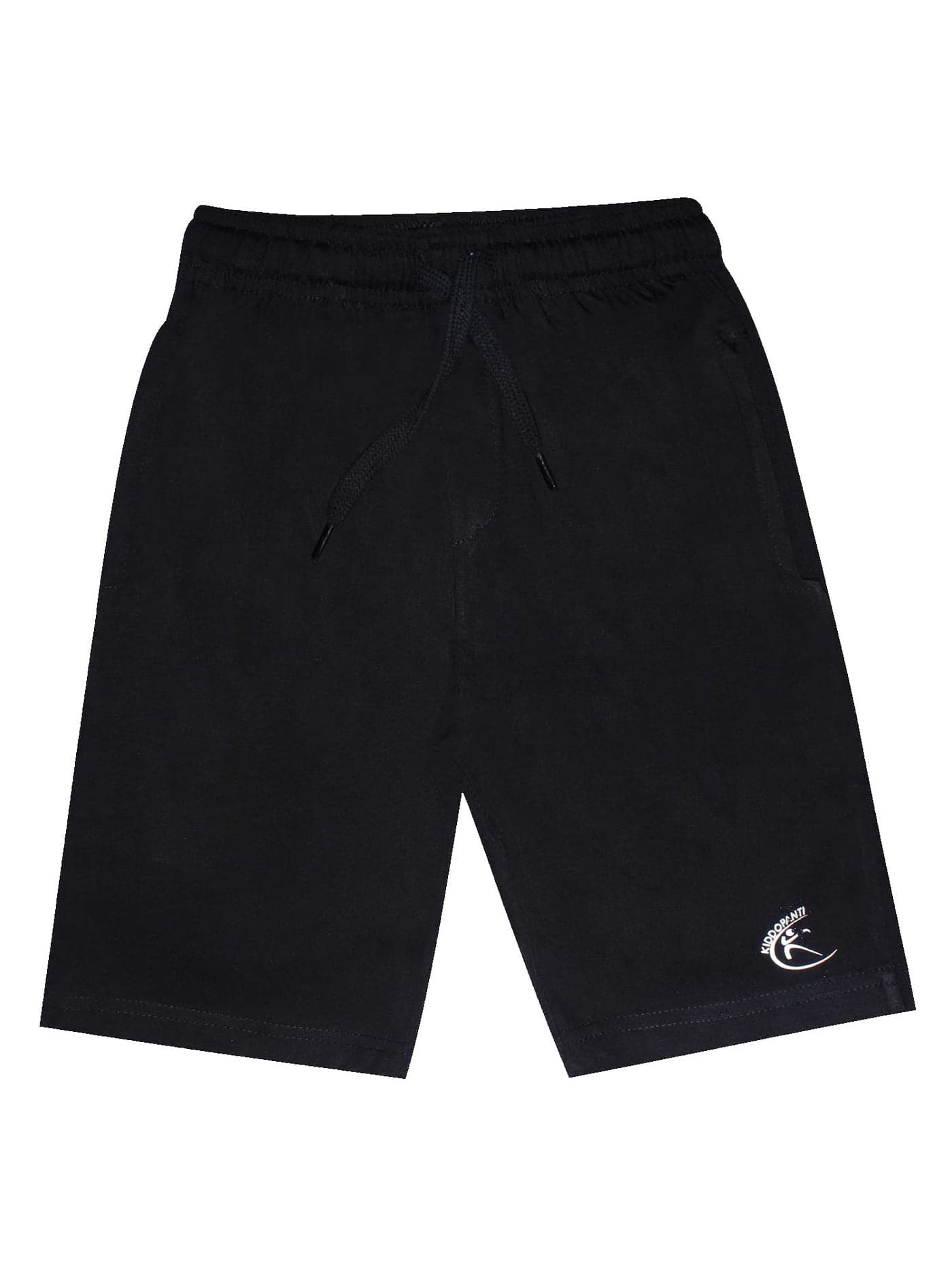 KiddoPanti Boys Solid Knee-Length Basic Short | 100% Cotton Knit Fabric | Elastic Waistband and Functional Drawcord | 2 Front Pockets Half Pant | Boys Shorts, Jet Black - 8-10Y