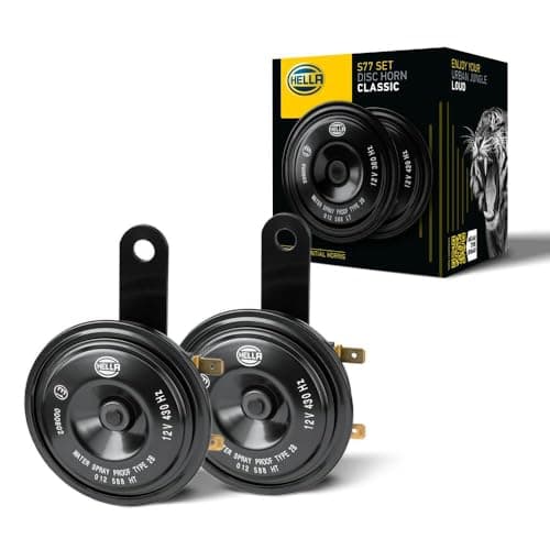 HELLA 012588151 Black 77mm 12V BX Disc Horn Kit (Universal Fit)