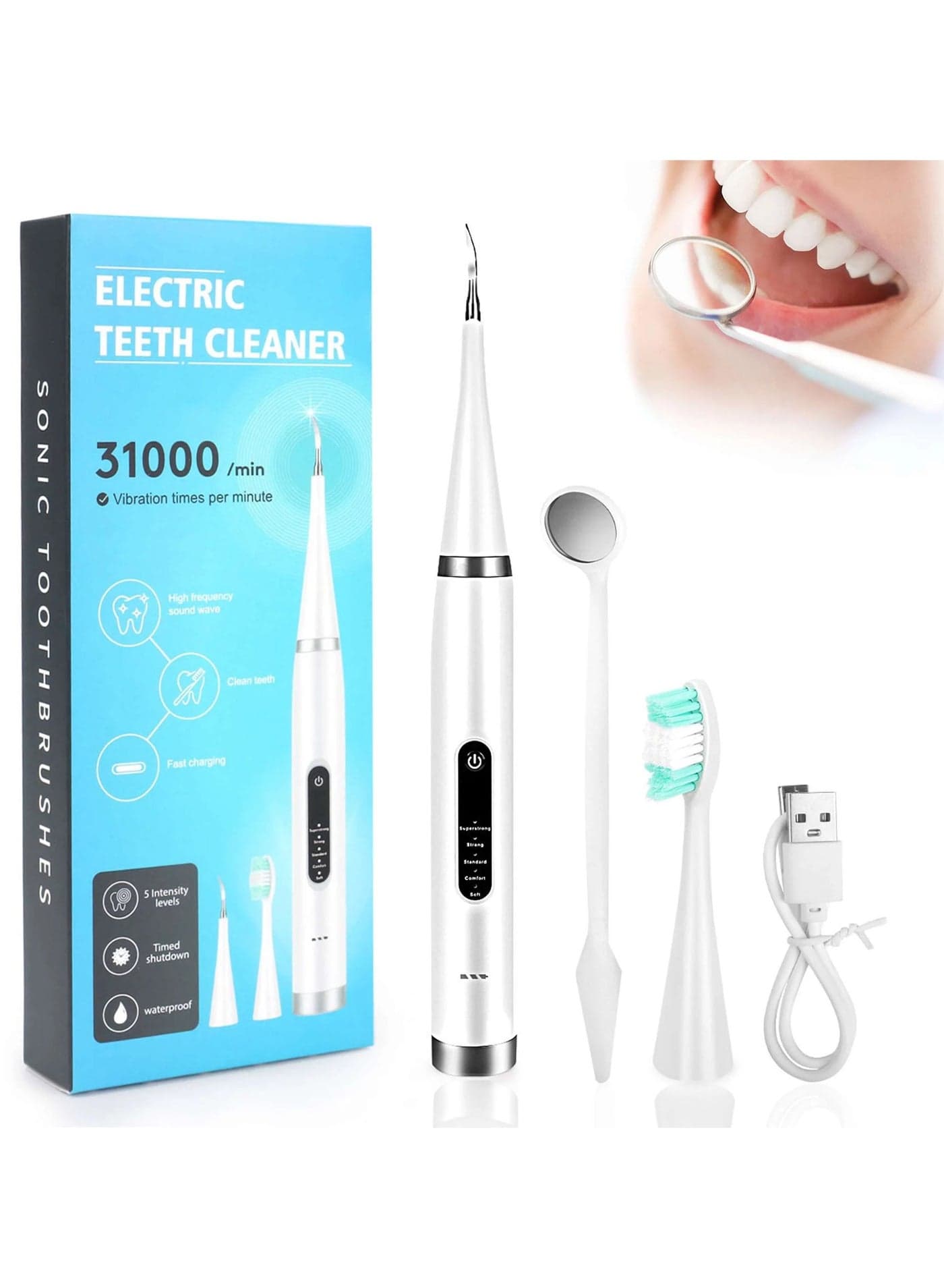 Ultrasonic Dental Scaler For Teeth Tartar Stain Tooth Calculus Remover Electric Sonic Teeth Plaque Cleaner Dental Stone Removal