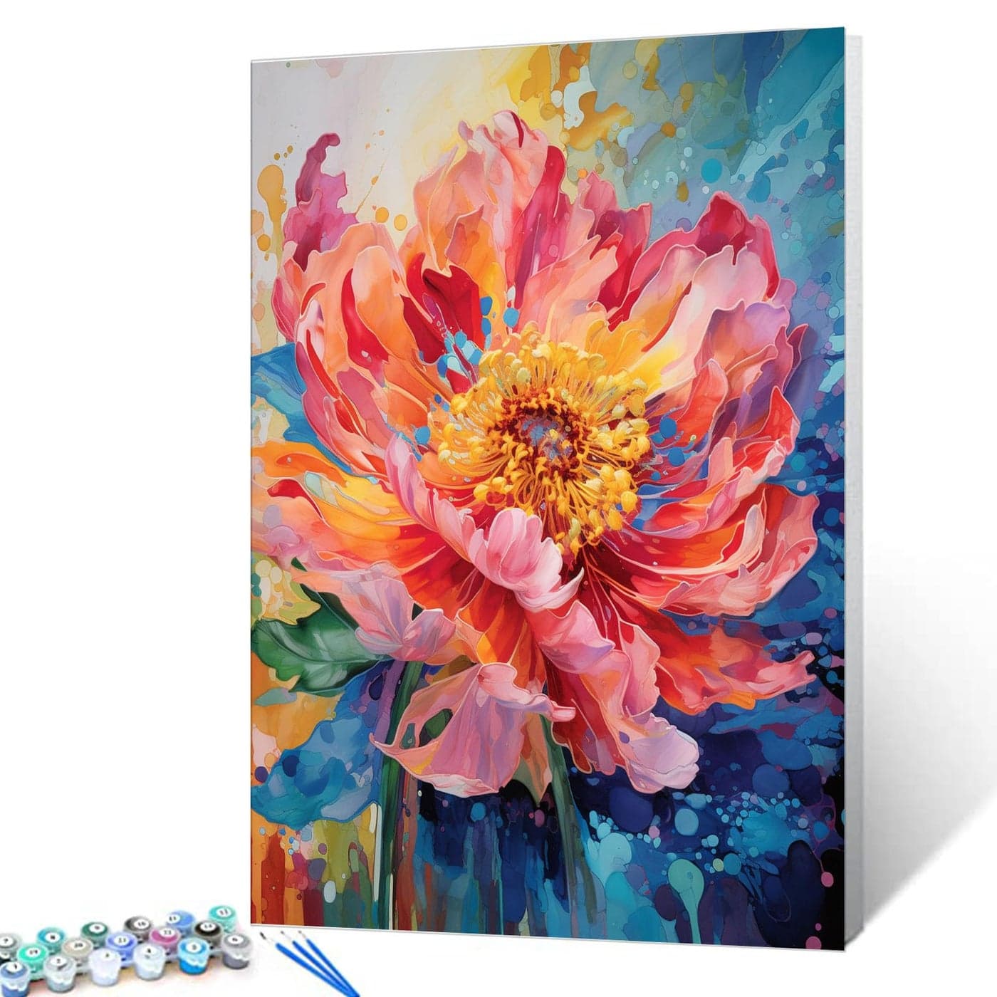 Aihonmin Peony Paint by Numbers Kit for Adults Kids Oil Painting DIY Craft Blooming Flower Wall Art Abstract Graffiti Home Decor Gift