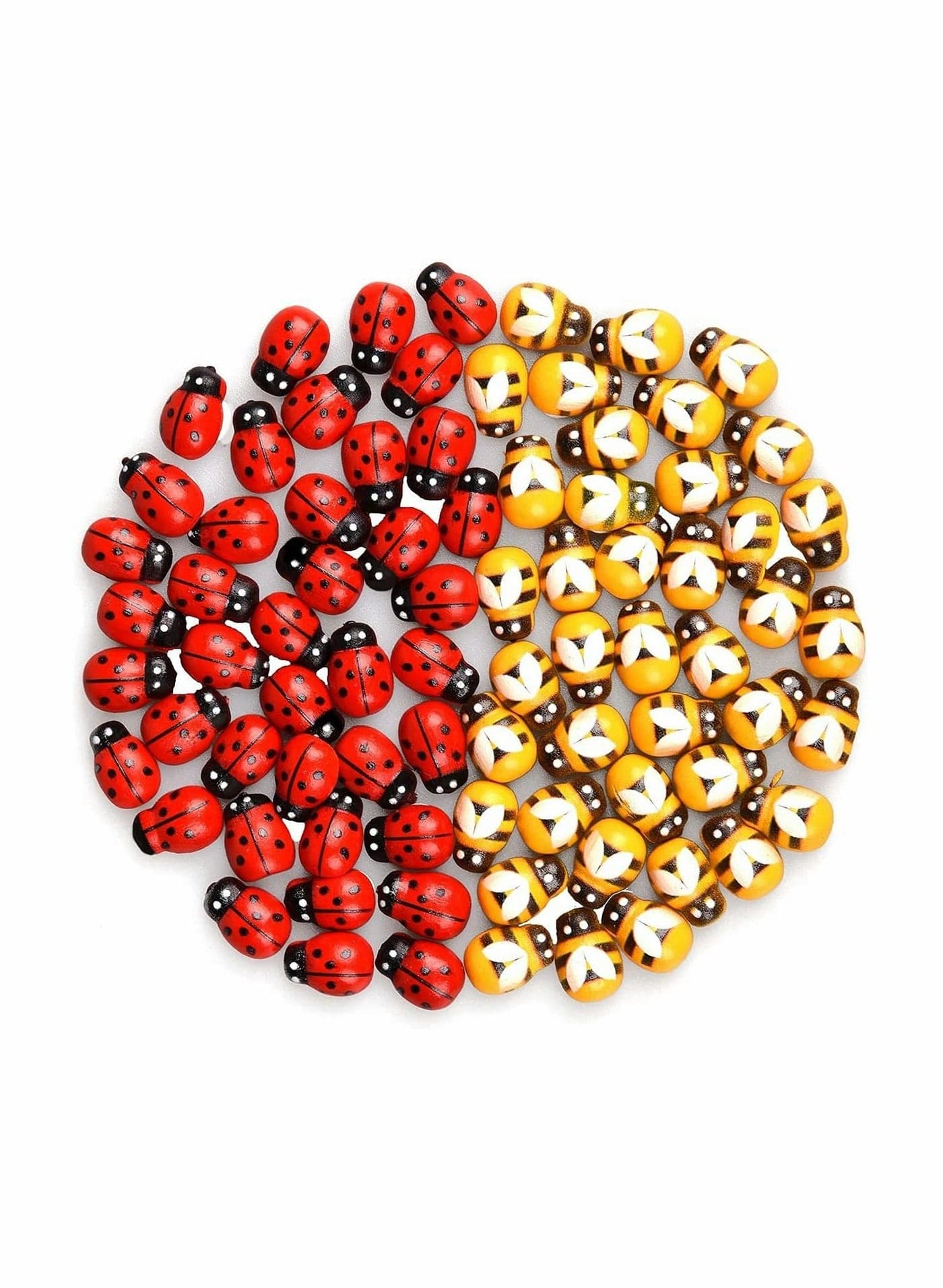 Mini Self Adhesive Wooden Ladybug and Bees Stickers