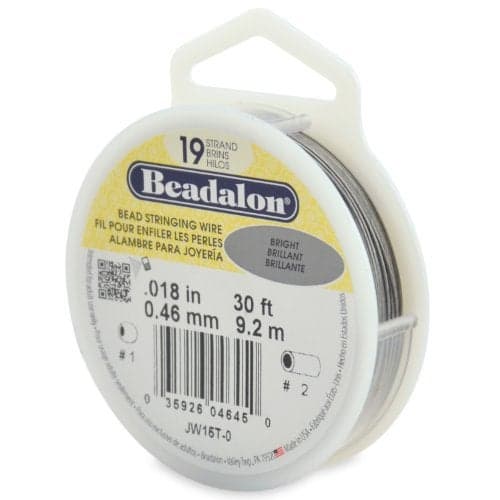 Beadalon 19 Strand Stainless Steel Bead Stringing Wire, .018 in / 0.46 mm, Bright, 30 ft / 9.2 m