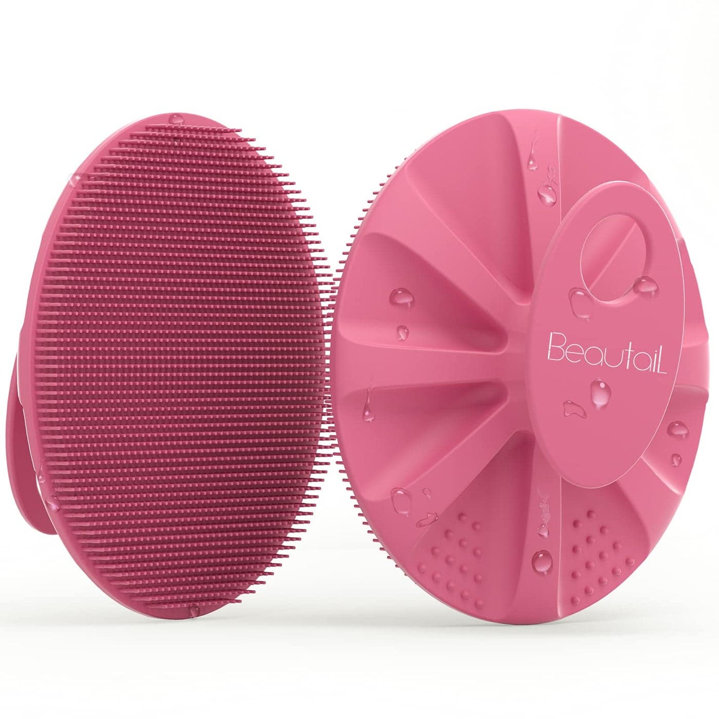 BEAUTAIL Silicone Body Scrubber Shower Bath Wash Brush Gentle Exfoliating Scrub Cleansing Loofah for Women Men Baby Sensitive Skin Easy to Clean Lather Nicely More Hygienic 1 Pack Pink