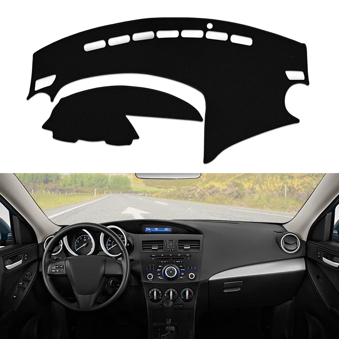 BERKSYDE Dashboard Dash Cover Mat Carpet Compatible with 20102013 Mazda 3 SedanHatchbackMazdaSpeed 3Black