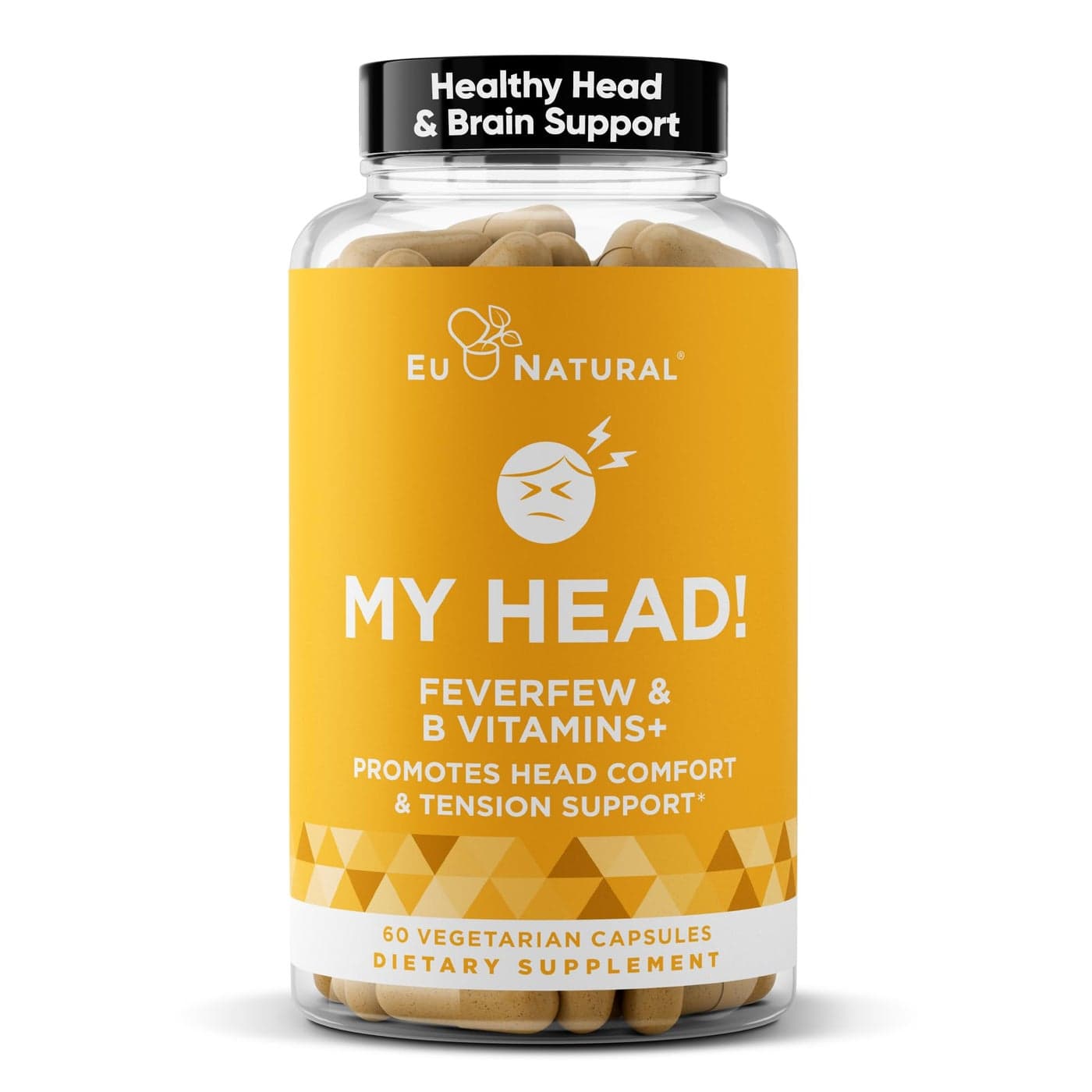 My Head Headache Vitamins Sensitivity Tension Comfort Healthy Head Function for A Clear Mind Fast acting Magnesium Feverfew Boswellia Vitamin D Ginger More 60 Soft Capsules