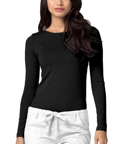 Adar Uniforms, Underscrubs for Women - Long Sleeve Underscrub Comfort Tee - 2900 - Black - XS