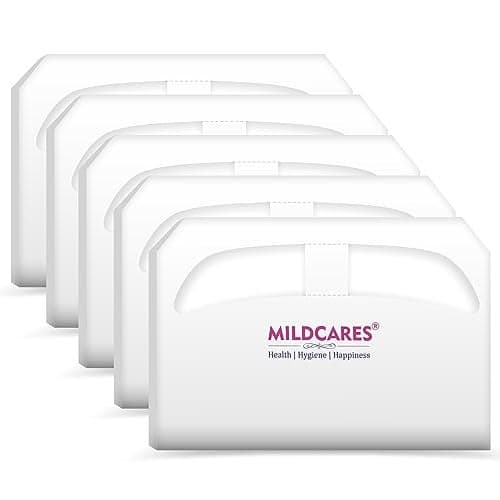 MildCares Disposable Toilet Seat Covers (Pack of 5, 50 Sheets)|Say No Direct Contact With Unhygienic Seats | Protects Against Germs For Public Toilets & Travel Essentials | Flushable & Nature Friendly