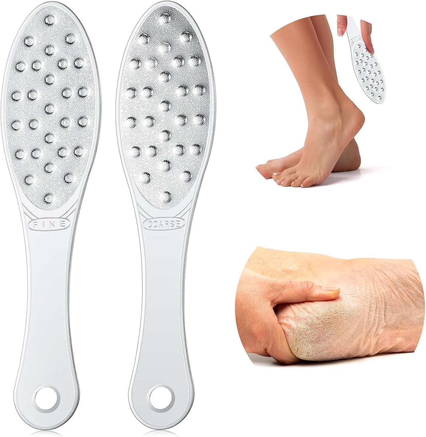 4 Pcs Stainless Steel Foot Scraper Metal Foot File Double Sided File Callus Remover Professional Feet Rasp Scrubber for Wet or Dry Skin Easy to Clean Pedicure Tool Heel