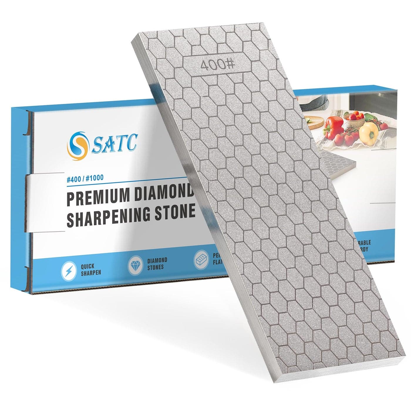 S SATC Diamond Sharpening Stone 2 Side Grit 4001000 Diamond Plate Honing Stone 8inch Hone Sharpener White