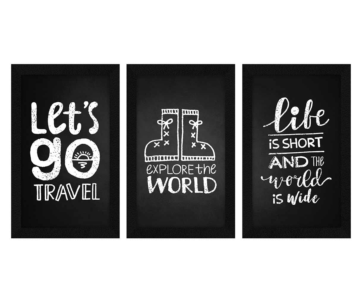 ArtX Paper Motivational Inspirational Quote Wall Frame Art Painting, Framed Paintings, Multicolor, Abstract, 13 X 25.5 inches(Combined), 8.5 X 13 each, Set of 3