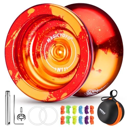 MAGICYOYO Professional Unresponsive Yoyo N11 Alloy Aluminum Yo yo for AdultsAdvanced Dual Purpose Yoyo Replacement Responsive Bearing for Kids Beginner12 Strings Storage Bag
