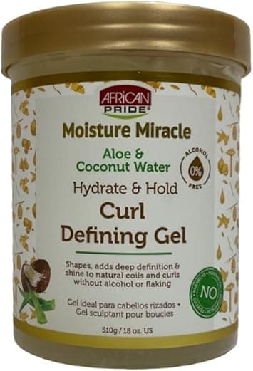 African Pride Moisture Miracle Aloe Coconut Water Hydrate Hold Curl Defining Gel 18oz