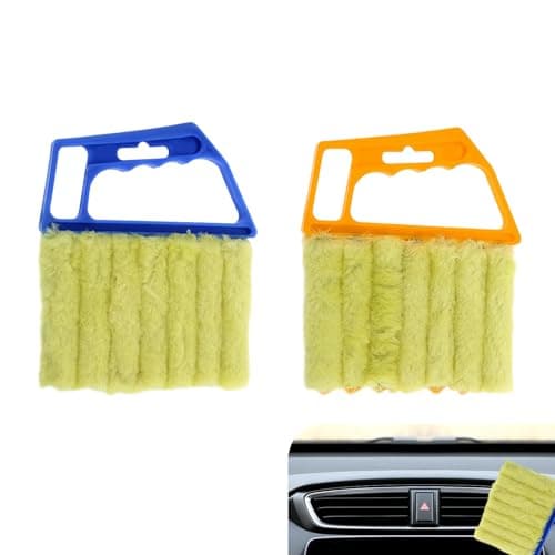 Ferianl 2PCS Blind Cleaner Duster Tool Microfiber Washable Handheld Mini Duster Brush 7Finger Dusting Cleaner Tool for Air Conditioner Vents Wood Blinds Orange Blue