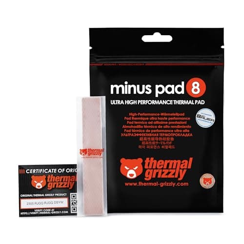Thermal Grizzly Minus Pad 8-120x20x0.5mm Thermal Interface Pad, Electrically Non-Conductive, High Thermal Conductivity & Compressibility for SSDs, GPUs & Electronics