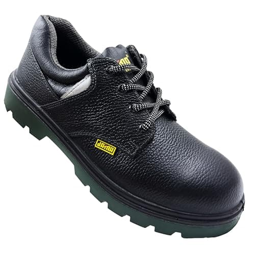 Jama Safety Shoe JS161 for Heat, Oil, Furnace, Welding & Chemical Industries | Rubber Sole for 300°C Heat Resistance, Reflector for Night Visibility, Steel Toe, Leather Shoe | Size 06 UK/India