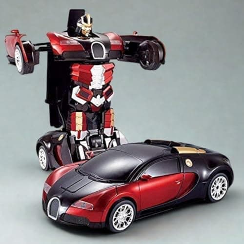 KRIMION® Toy Robots Plastic Battery Operated Converting Car to Robot, Robot to Car Automatically, Robot Toy, with Light and Sound for Kids Indoor and Outdoor 3 Year, Pack of 1