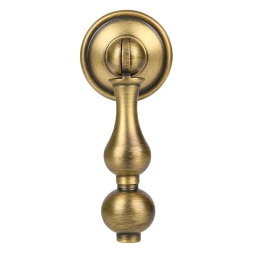 SALISENG Antique Brass Cabinet Drop Pulls 6 Pack Solid Brass Dresser Drawers Knobs Modern Cupboard Wardrobe Pendant Knob Bedroom Bathroom Cabinet Knob