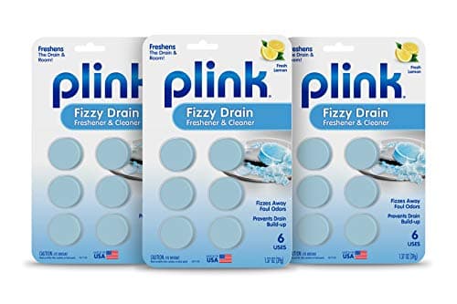 Plink Fizzy Drain Freshner, Prevents Buildup and Maintains a Clear Drain, Removes Drain Odor, Lemon Scent, Pack of 3, 18 Count, Fresh Lemon