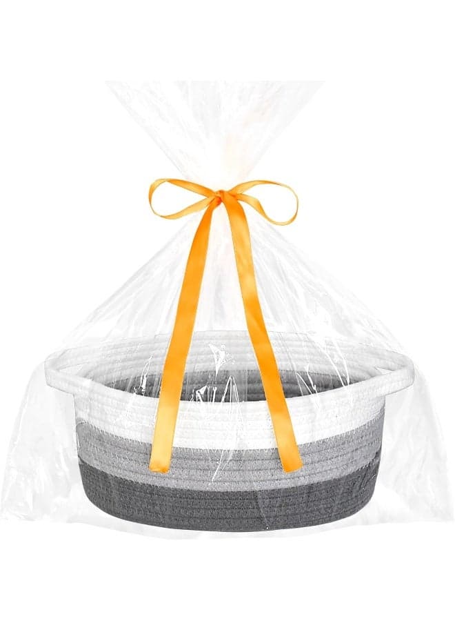 ABenkle Small Basket with Gift Bags and Ribbons, Empty Gift Baskets for Mother's Day, Decorative Boho Rope Woven Nursery Storage Organizer Toy Baskets with Handle for Baby Showers, 12"X 8" X 5"