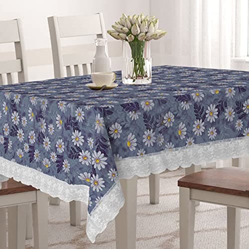 Star Weaves PVC Center Table Cover - Waterproof & Dustproof 4 Seater Table Cover With Lace 40x60 Inches KUM10