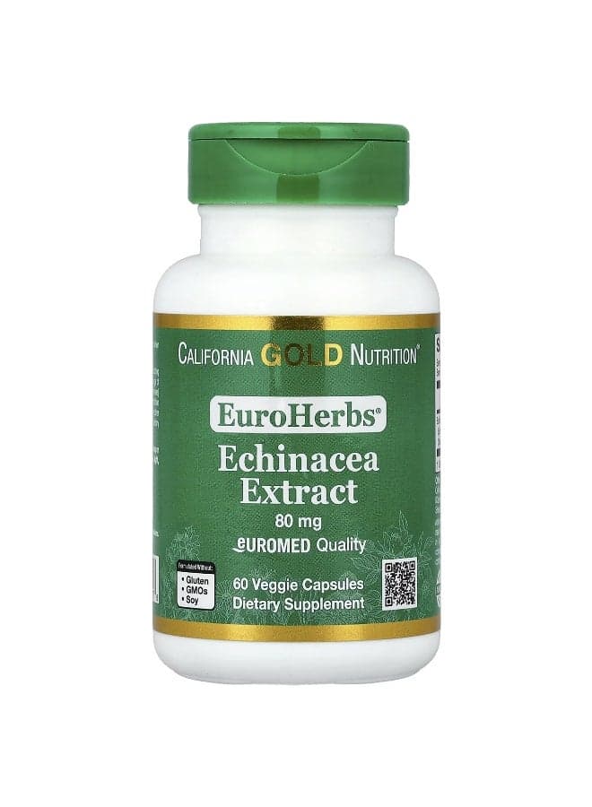 California Gold Nutrition, EuroHerbs™, Echinacea Herb Extract, Euromed Quality, 80 mg, 60 Veggie Capsules