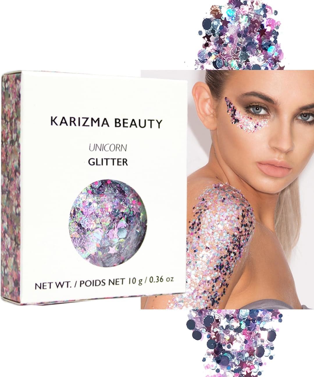 KARIZMA Unicorn Glitter 10g Chunky Face Hair Eye and Glitter for Women Rave Festival Accessories Cosmetic Makeup Loose Set