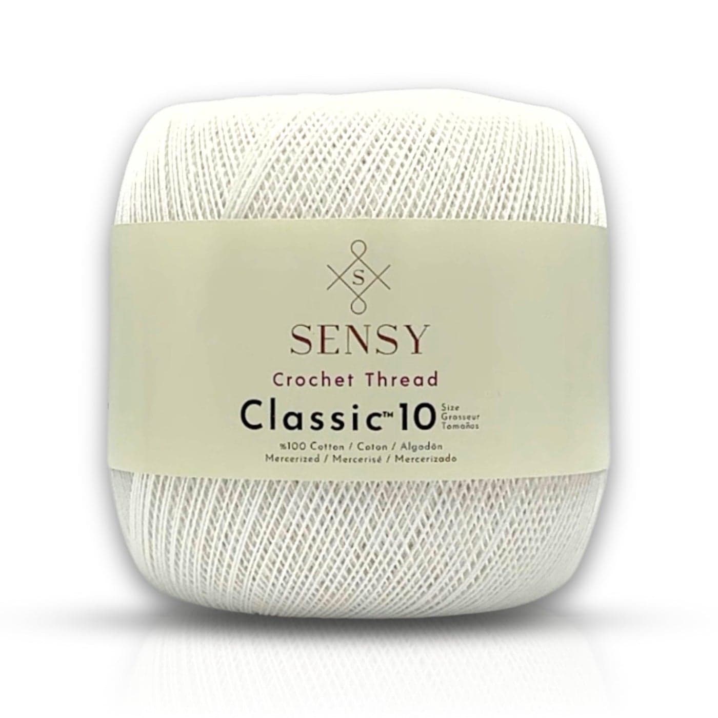 Sensy Crochet Thread Classic Size 10 100 Mercerized Giza Cotton 617 Yards Gauge 0 Lace White