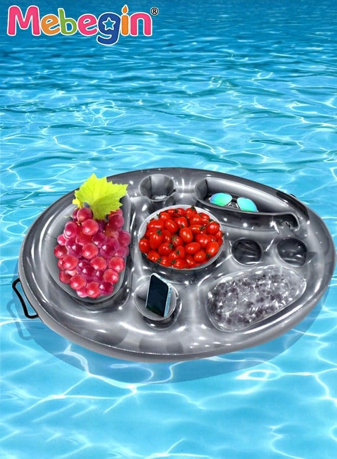 70*50cm Inflatable Drink Holder, Multifunctional Round Drink Floats for Swimming Pool, Drink Pool Floats with 8 Holes, Creative Pool Toys, PVC Inflatable Tray Water Supplies, Multifunctional Floating Drink Holder for Summer Beach Leisure and Party Decoration