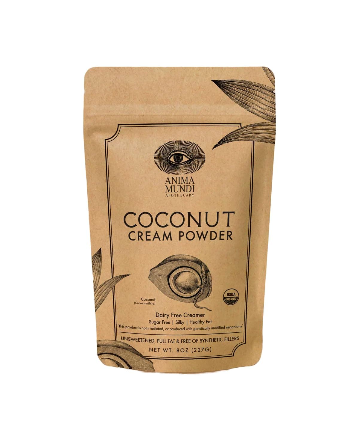 Anima Mundi Apothecary Coconut Cream Powder - Organic Non-Dairy Coconut Creamer for Coffee, Smoothies, Desserts & More - Vegan, Non-GMO & Plant-Based (8oz)