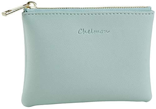 Chelmon Vegan Leather Coin Purse Pouch Change Purse With Zipper For Men Women (Green Light)
