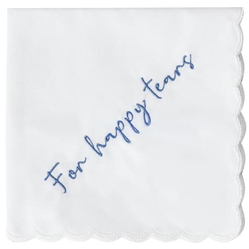 Mother of the Bride Gifts Happy Tears Wedding Handkerchief Something Blue for Bride on Wedding Day (Happy Tears)