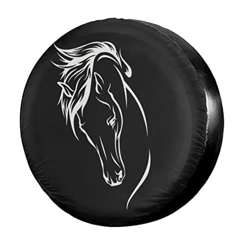 Foruidea Horse Head Spare Tire Cover Dust-Proof Wheel Tire Cover Fit Trailer, RV, SUV and Many Vehicle 15 Inch