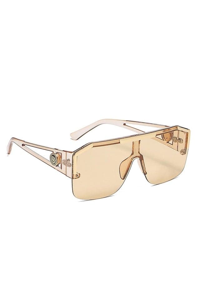 Stylish Square Flat Top Shield Sunglasses, Polarized Sunglasses Womens Men, One Lens Square Shades, Vintage Fashion Shades Classic Large Metal Sun Glasses