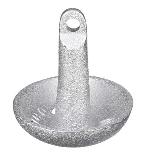 Attwood 9941-1 Cast Iron 8-Pound Wide Area Mushroom Anchor with Large Steel Eye, Silver Finish
