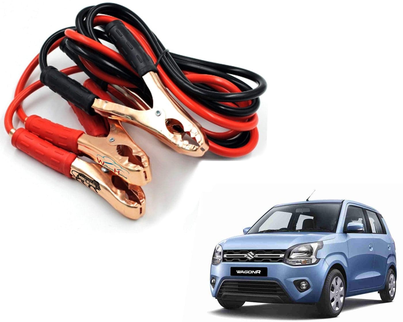 WolkomHome Jumper Cable Booster Cable car Battery Charger 500-Amp to 700-Amp Capacity 2-mtr for Maruti Wagon R 2019