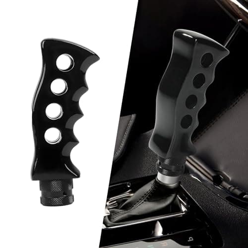 gunroil 1 Pack Manual Car Gear Shift Knob with Adapter Waterproof Durable Metal Vehicle Transmission Spanner with Screws Universal Automotive Shifter Accessories for Truck SUV Car Black