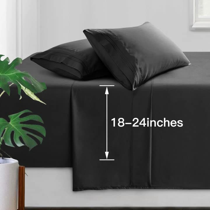 Manyshofu Extra Deep Pocket King Size Sheets Hotel Luxury 1800 Thread Count Sheets Pillowcases Microfiber Bed Set up to 24 Mattress Charcoal Grey Bed Sheets 1824 Inch Deep Pockets 4 Piece