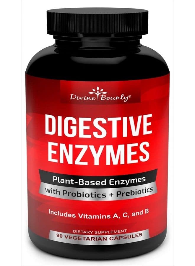 Digestive Enzymes with Probiotics & Prebiotics - Digestive Enzyme Supplements w Lipase, Amylase, Bromelain - Support a Healthy Digestive Tract for Men and Women – 90 Vegetarian Capsules