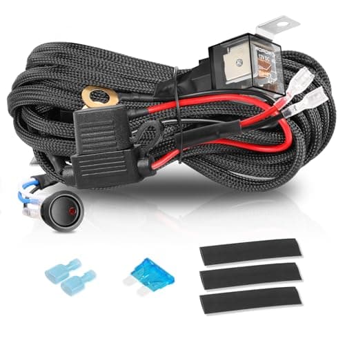 Wiring Harness 1 Lead, ACEC SHOP Light Bar Wiring Harness 12V 40A Rocker Switch Relay Fuse Nylon Wiring Harness Kit for Light Bars Work Lights Fog Lights Rock Lights for Truck UTV ATV Car Boat