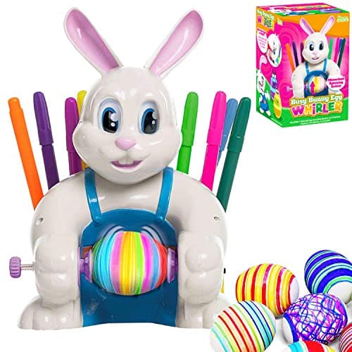 JOYIN Motorized Easter Egg Decorator Kit Easter Busy Bunny Egg Spinner Whirler Decorating Machine with 10 NonToxic Markers for Kids Craft Activities